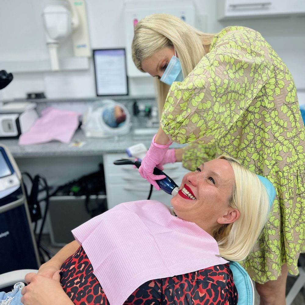 Dr Theodora Bravis performing Ultracel2 Non-Surgical Facelift treatment at Thames Dental and Skin, Thames Ditton in Surrey