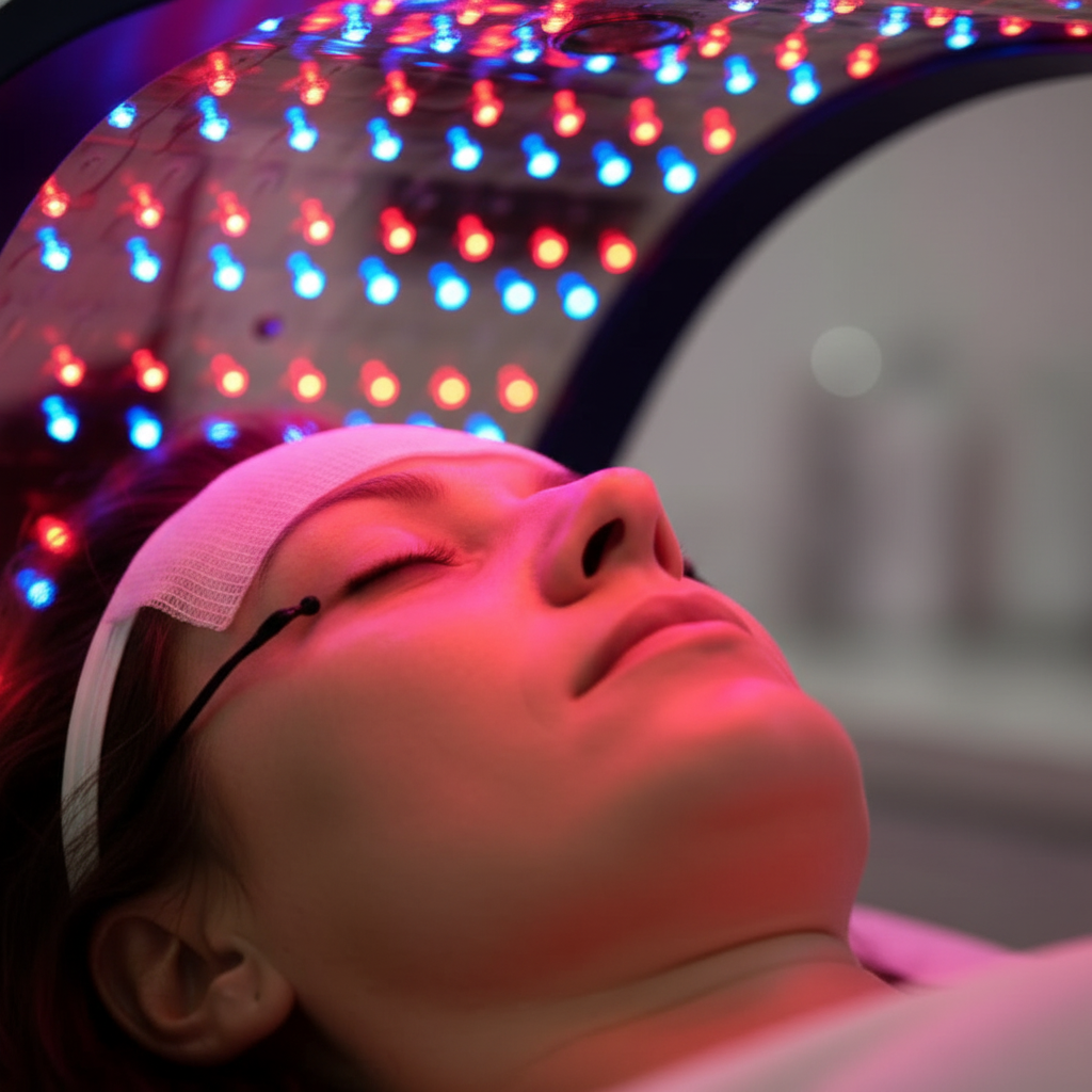 LED light therapy facial treatment